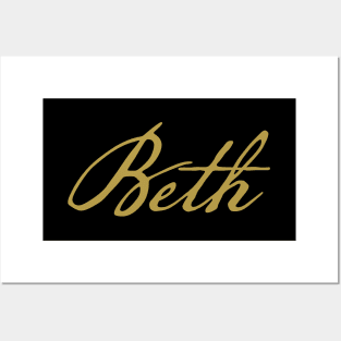 Beth Typography Gold Script Posters and Art